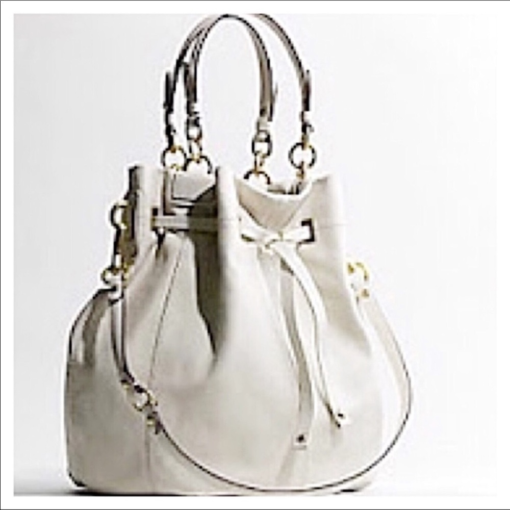 Coach Drawstring Handbag Ivory Leather Tote